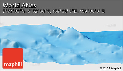 Physical Panoramic Map of the Area around 7° 10' 2" S, 159° 1' 30" E