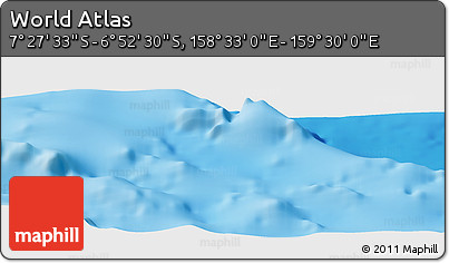 Physical Panoramic Map of the Area around 7° 10' 2" S, 159° 1' 30" E
