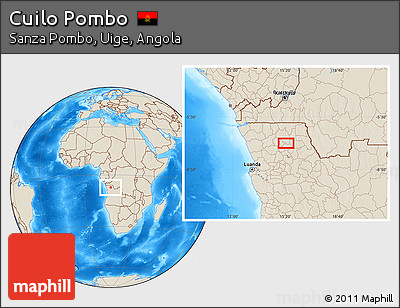 Shaded Relief Location Map of Cuilo Pombo