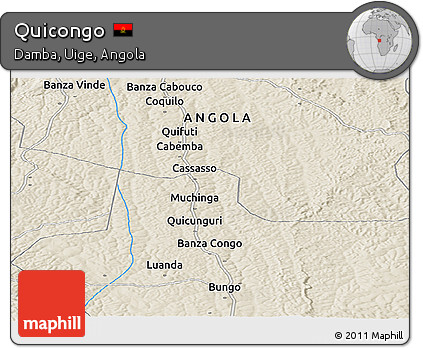 Shaded Relief Panoramic Map of Quicongo