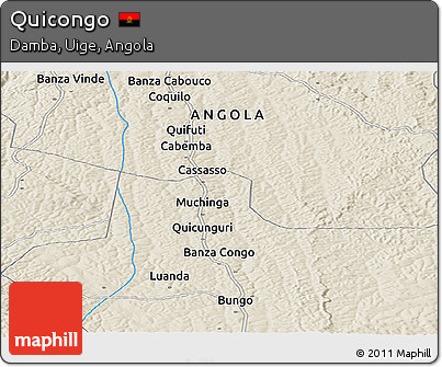 Shaded Relief Panoramic Map of Quicongo