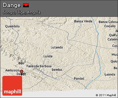 Shaded Relief Panoramic Map of Dange