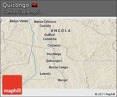 Shaded Relief Panoramic Map of Quicongo