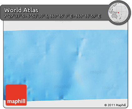 Physical 3D Map of the Area around 7° 10' 2" S, 160° 43' 29" E