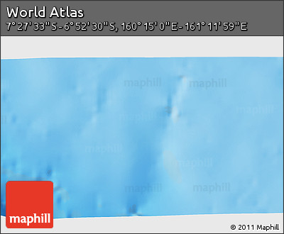 Physical 3D Map of the Area around 7° 10' 2" S, 160° 43' 29" E