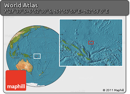 Satellite Location Map of the Area around 7° 10' 2" S, 162° 25' 30" E