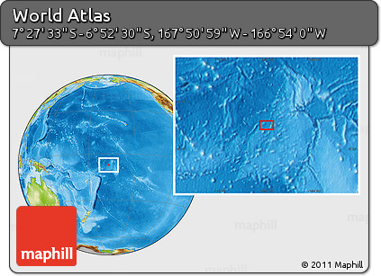 Physical Location Map of the Area around 7° 10' 2" S, 167° 22' 30" W