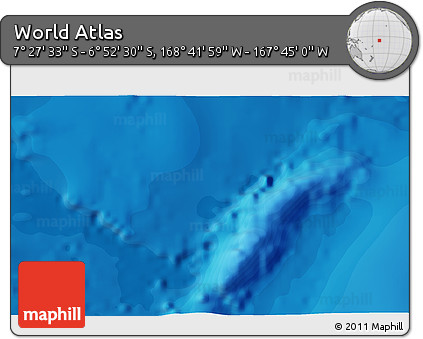 Political 3D Map of the Area around 7° 10' 2" S, 168° 13' 29" W