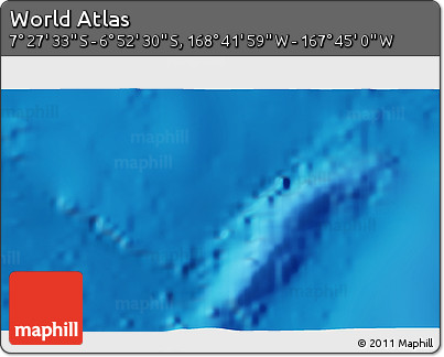 Shaded Relief 3D Map of the Area around 7° 10' 2" S, 168° 13' 29" W