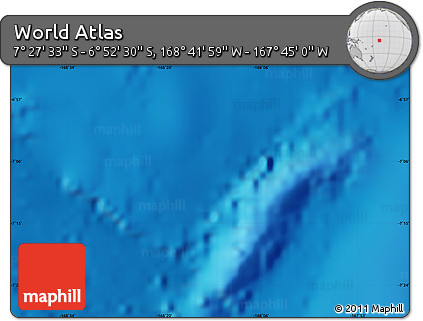 Shaded Relief Map of the Area around 7° 10' 2" S, 168° 13' 29" W