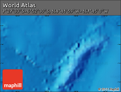 Shaded Relief Map of the Area around 7° 10' 2" S, 168° 13' 29" W