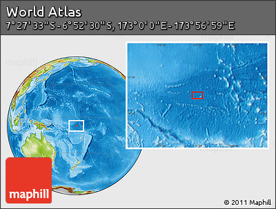 Physical Location Map of the Area around 7° 10' 2" S, 173° 28' 29" E