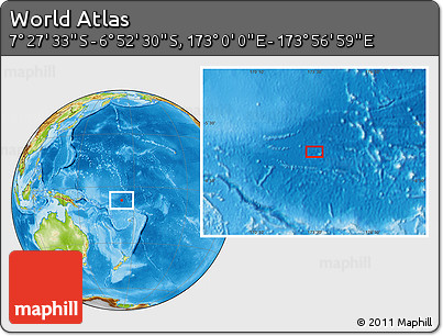 Physical Location Map of the Area around 7° 10' 2" S, 173° 28' 29" E