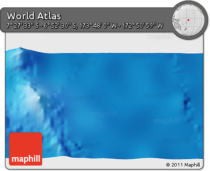 Physical 3D Map of the Area around 7° 10' 2" S, 173° 19' 29" W