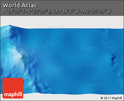 Physical 3D Map of the Area around 7° 10' 2" S, 173° 19' 29" W