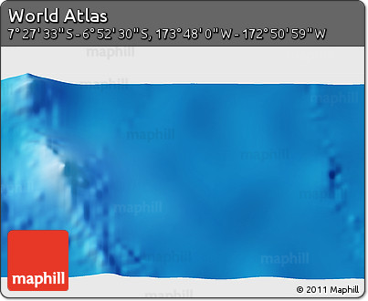 Physical 3D Map of the Area around 7° 10' 2" S, 173° 19' 29" W
