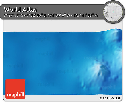 Shaded Relief 3D Map of the Area around 7° 10' 2" S, 174° 10' 30" W