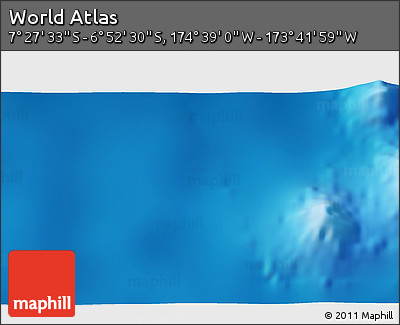 Shaded Relief 3D Map of the Area around 7° 10' 2" S, 174° 10' 30" W