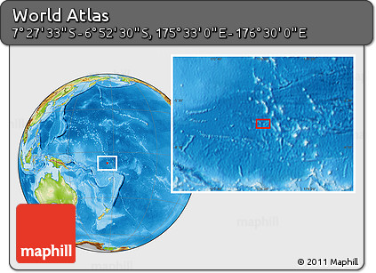 Physical Location Map of the Area around 7° 10' 2" S, 176° 1' 30" E