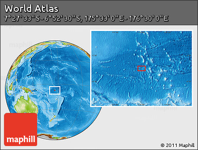 Physical Location Map of the Area around 7° 10' 2" S, 176° 1' 30" E