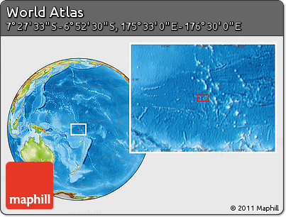 Physical Location Map of the Area around 7° 10' 2" S, 176° 1' 30" E