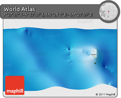 Physical 3D Map of the Area around 7° 10' 2" S, 176° 52' 30" E