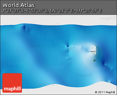 Physical 3D Map of the Area around 7° 10' 2" S, 176° 52' 30" E