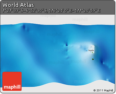 Physical 3D Map of the Area around 7° 10' 2" S, 176° 52' 30" E