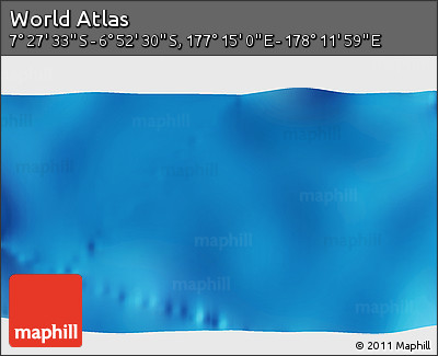 Physical 3D Map of the Area around 7° 10' 2" S, 177° 43' 29" E