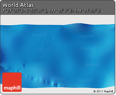Physical 3D Map of the Area around 7° 10' 2" S, 177° 43' 29" E