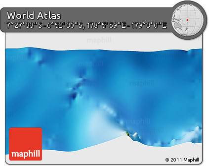 Physical 3D Map of the Area around 7° 10' 2" S, 178° 34' 29" E