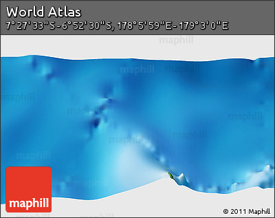 Physical 3D Map of the Area around 7° 10' 2" S, 178° 34' 29" E