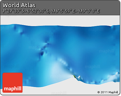 Physical 3D Map of the Area around 7° 10' 2" S, 178° 34' 29" E