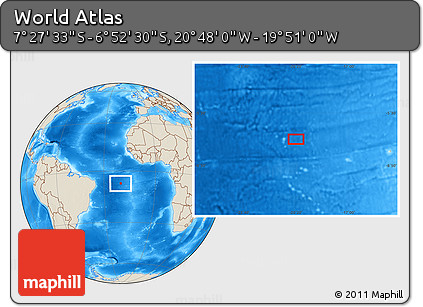 Shaded Relief Location Map of the Area around 7° 10' 2" S, 20° 19' 30" W