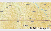 Physical 3D Map of the area around 7° 10' 2" S, 21° 19' 30" E