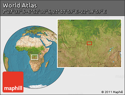 Satellite Location Map of the Area around 7° 10' 2" S, 22° 10' 29" E