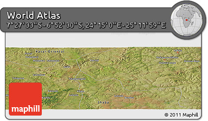 Satellite Panoramic Map of the Area around 7° 10' 2" S, 24° 43' 30" E