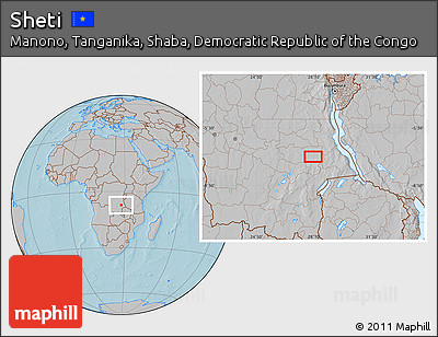 Gray Location Map of Sheti, hill shading