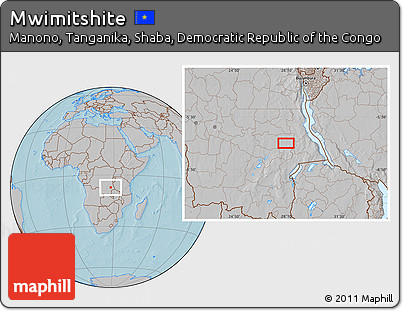 Gray Location Map of Mwimitshite, hill shading