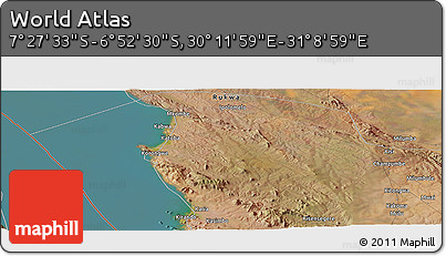 Satellite Panoramic Map of the Area around 7° 10' 2" S, 30° 40' 29" E