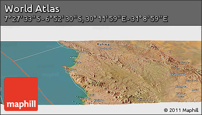Satellite Panoramic Map of the Area around 7° 10' 2" S, 30° 40' 29" E