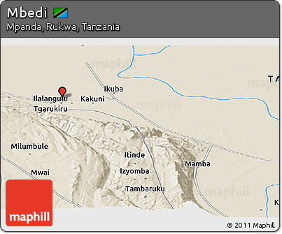 Shaded Relief Panoramic Map of Mbedi