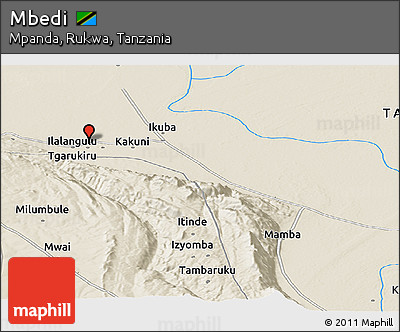Shaded Relief Panoramic Map of Mbedi