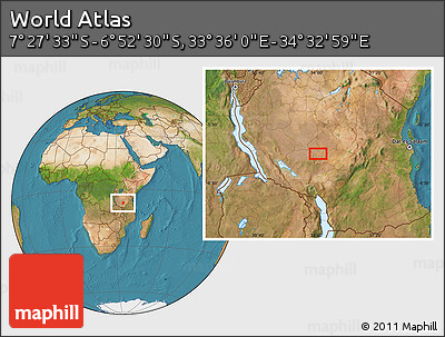 Satellite Location Map of the Area around 7° 10' 2" S, 34° 4' 30" E