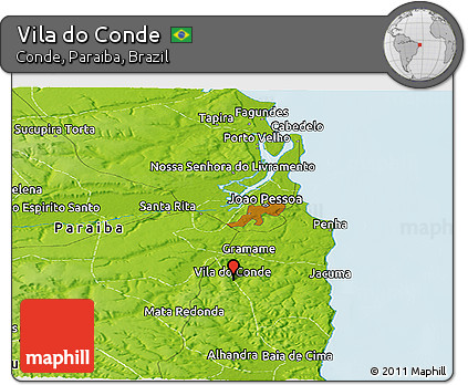 Physical Panoramic Map of Vila Do Conde