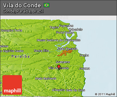 Physical Panoramic Map of Vila Do Conde