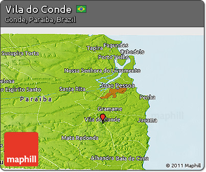 Physical Panoramic Map of Vila Do Conde