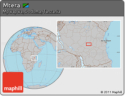 Gray Location Map of Mtera