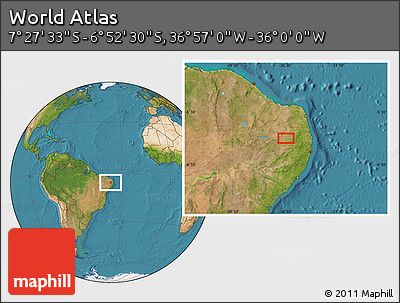 Satellite Location Map of the Area around 7° 10' 2" S, 36° 28' 30" W