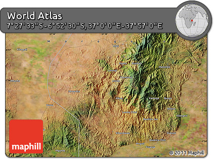 Satellite Map of the Area around 7° 10' 2" S, 37° 28' 30" E